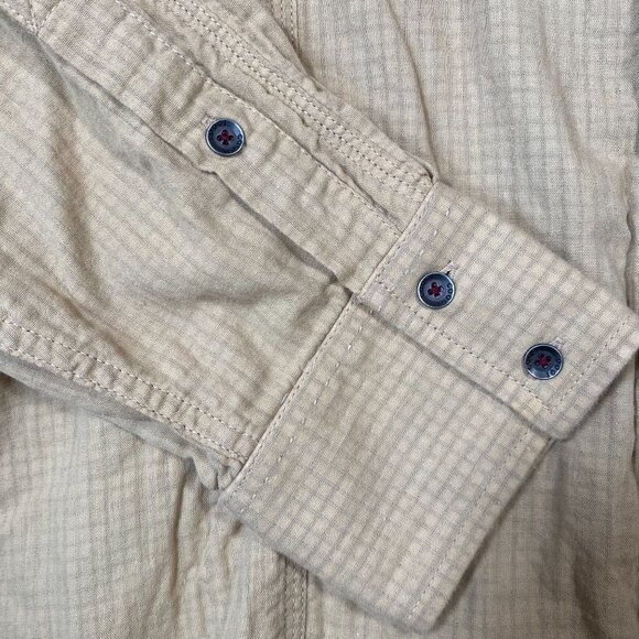 Coogi Mens Beige Long-Sleeve Button-Up Shirt 4XL 100% Cotton Casual Checked - Picture 3 of 13